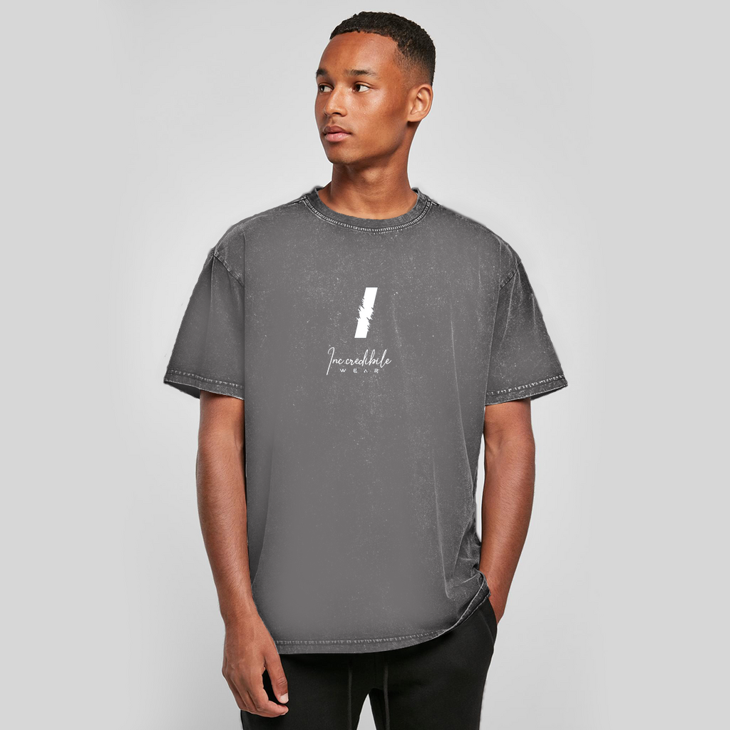 Oversize Washed T-Shirt Logo Weiß