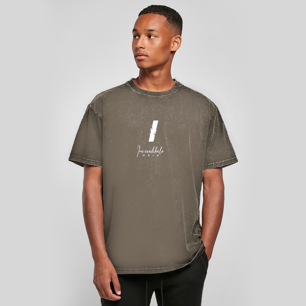 Oversize Washed T-Shirt Logo Weiß