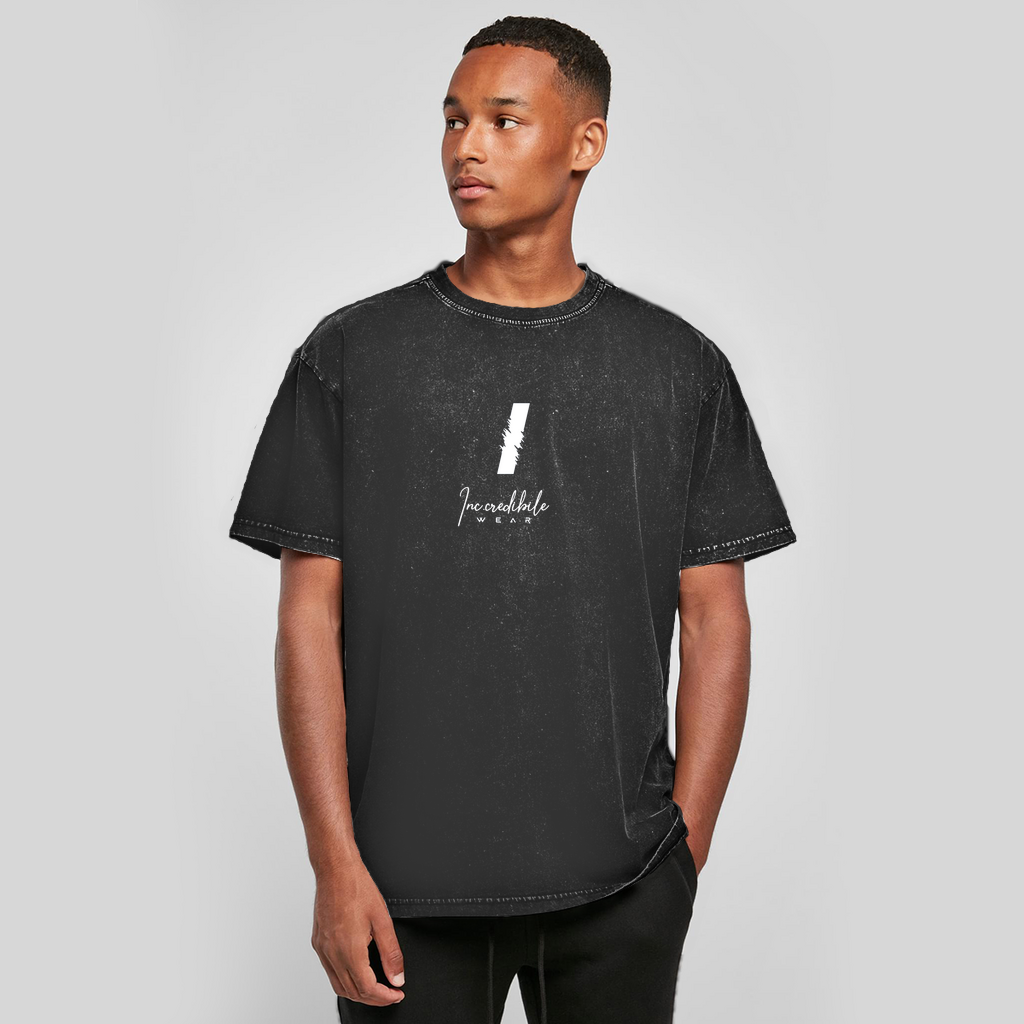 Oversize Washed T-Shirt Logo Weiß