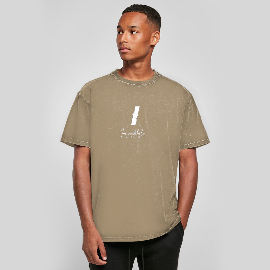 Oversize Washed T-Shirt Logo Weiß